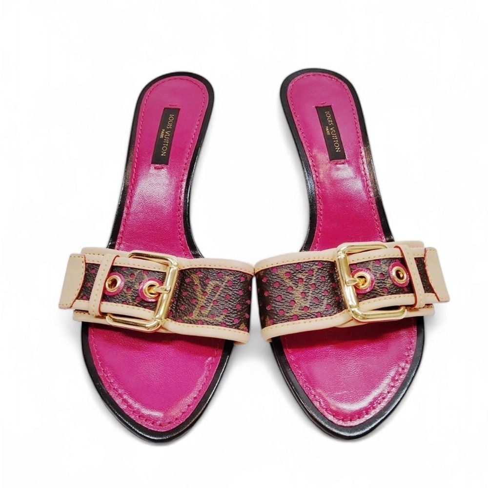 LOUIS VUITTON LV Logo Monogram Pink Mules IT36
